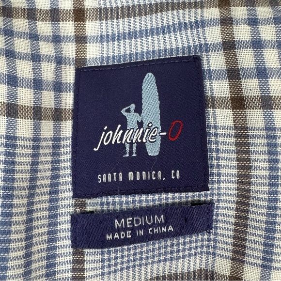 Jonnie - O Shirt Button Front Men Sz. Medium Blue Plaid Long Sleeve‎ 100% Cotton - Picture 3 of 12